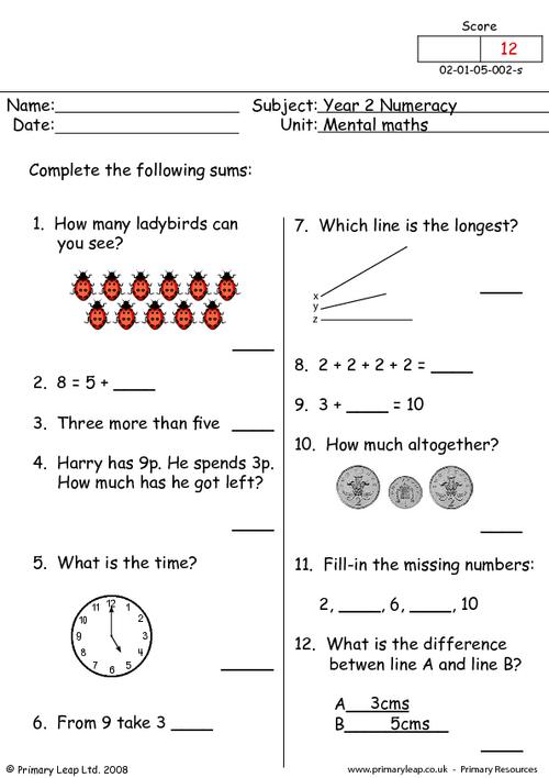 year 2 numeracy printable resources free worksheets for kids