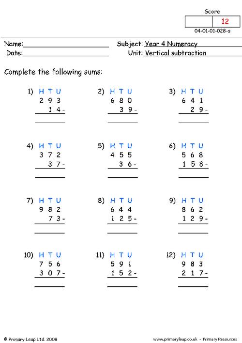 numeracy vertical multiplication worksheet primaryleapcouk