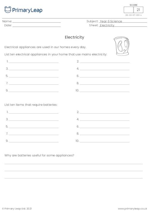 year 6 science printable resources free worksheets for