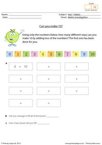 Maths investigation - Can you make 10?
