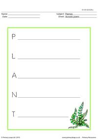 Acrostic poem - plant