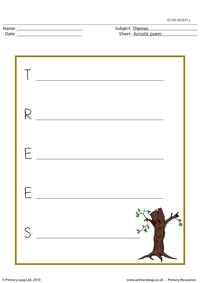 Acrostic poem - trees