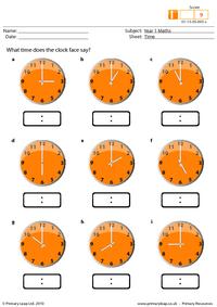 Telling the time (half past the hour)