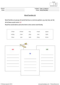 Word families - 'aw', 'ay' and 'eat'