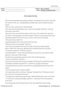 Reading comprehension - Tom Goes Fishing