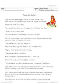 Reading comprehension - Fun in the Kitchen