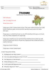 Reading comprehension - Stegosaurus (non-fiction)
