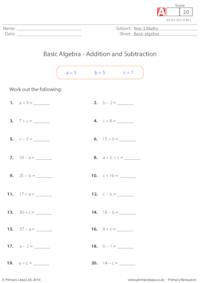 Basic Algebra - Addition and Subtraction