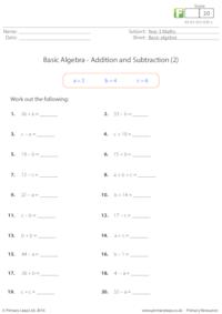 Basic Algebra - Addition and Subtraction (2)