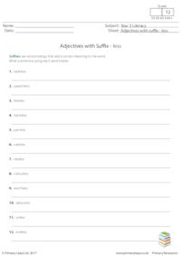 Adjectives with Suffix - less