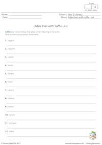 Adjectives with Suffix - est