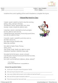 Comprehension - I Raised My Hand in Class