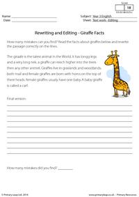Rewriting and Editing - Giraffe Facts