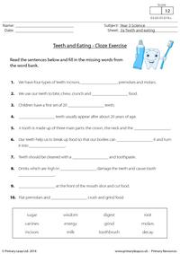 Teeth and eating - Cloze exercise