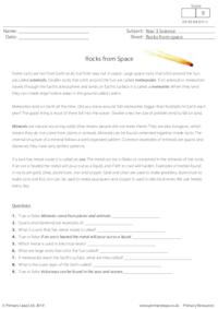 Reading comprehension - Rocks from Space