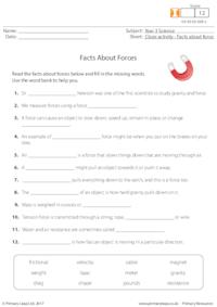 Cloze Activity - Facts About Forces