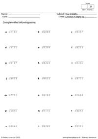 Division: 4 digits by 1 - set 1