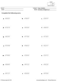 Division: 4 digits by 1 - set 5