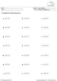 Division: 4 digits by 1 - set 6