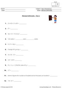 Mental arithmetic - Test 2