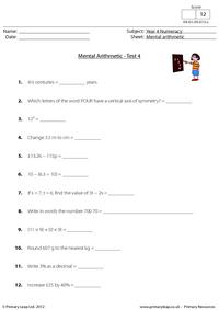 Mental arithmetic - Test 4
