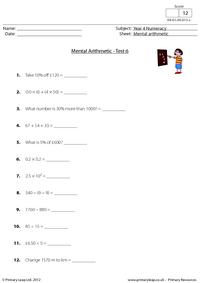 Mental arithmetic - Test 6