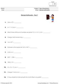 Mental arithmetic - Test 7