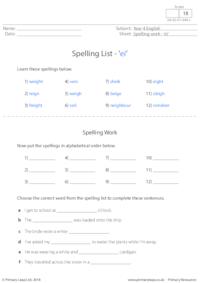 Spelling List - 'ei'  