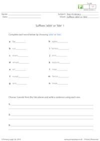 Suffixes 'able' or 'ible' 1