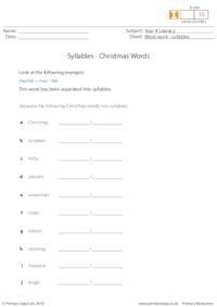 Syllables - Christmas words