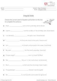 Word work - Irregular verbs