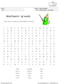 Word Search - Long Vowel 'ay' words