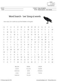 Word Search - Long Vowel 'ow' words