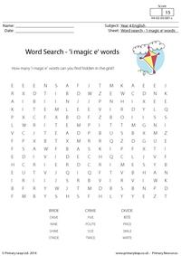 Word Search - 'i magic e' words