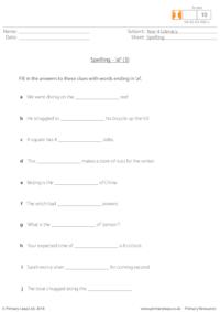 Spelling - 'al' 3
