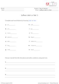 Suffixes 'able' or 'ible' 3