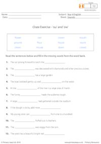 Cloze Exercise - 'ou' and 'ow'