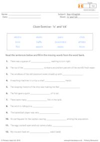 Cloze Exercise - 'ic' and 'ick'