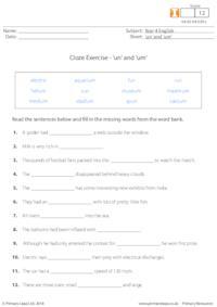 Cloze Exercise - 'un' and 'um'