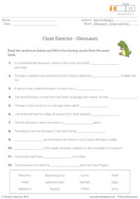 Cloze Activity - Dinosaurs