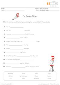 Dr. Seuss Titles - Missing Words