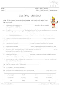 Cloze Activity - Tutankhamun