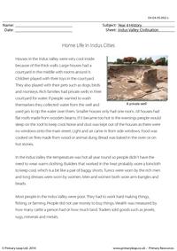 Reading comprehension - Home Life in Indus Cities