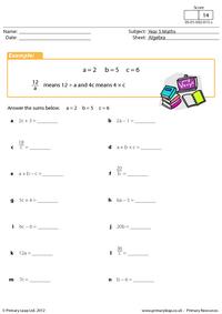Simple algebraic expressions