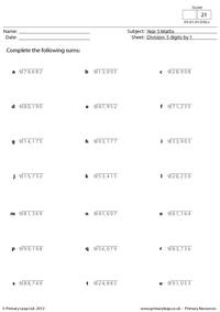 Division: 5 digits by 1 - set 5