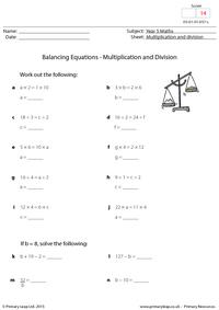 Balancing Equations - Multiplication and division