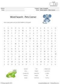 Word Search - Pets Corner