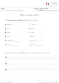 Suffixes 'sion', 'tion' or 'cion' (2)