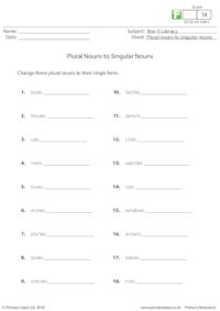 Plural nouns to singular nouns