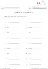 Plural nouns to singular nouns 3
